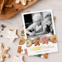 Christmas Cookies Holiday Baking Photo Foil Card
