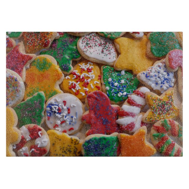 Christmas Cookies I Colourful Holiday Baking Cutting Board (Front)