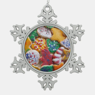 Christmas Cookies I Colourful Holiday Baking Snowflake Pewter Christmas Ornament