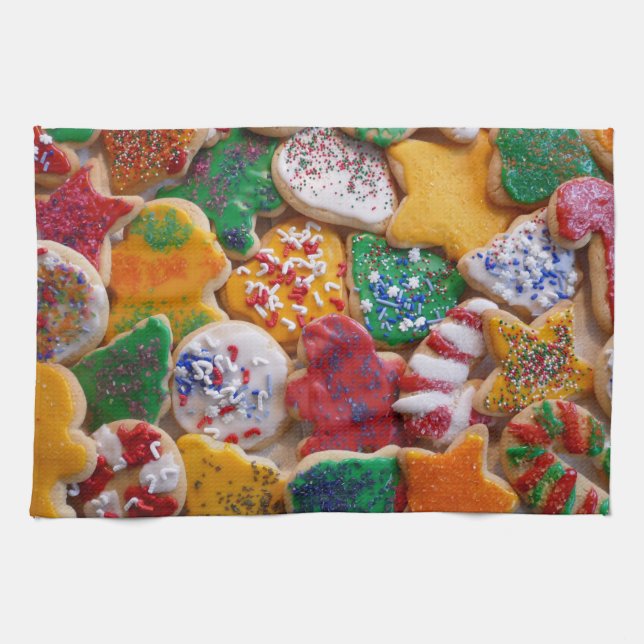 Christmas Cookies I Colourful Holiday Baking Tea Towel (Horizontal)