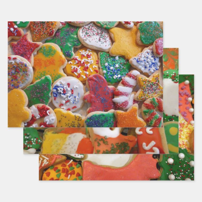 Christmas Cookies I Colourful Holiday Baking Wrapping Paper Sheet (Set)