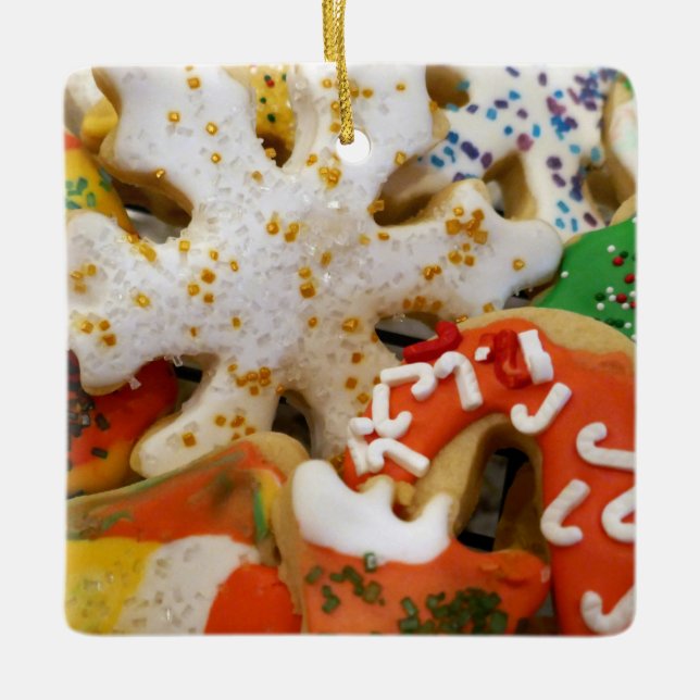 Christmas Cookies II Colourful Holiday Baking Ceramic Ornament (Front)