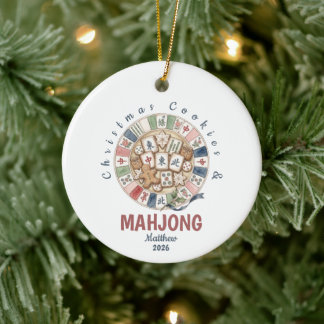 Christmas Cookies & Mahjong Funny Holiday Ceramic Tree Decoration