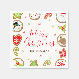 Christmas Cookies Merry Christmas Red and Green Napkin