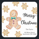 Christmas cookies Merry christmas Return Adresse   Square Sticker<br><div class="desc">Winter holiday baby shower Merry Christmas Sticker. 
Watercolors Christmas cookies theme baby shower. Christmas gingerbread cookies. Matching items available.</div>