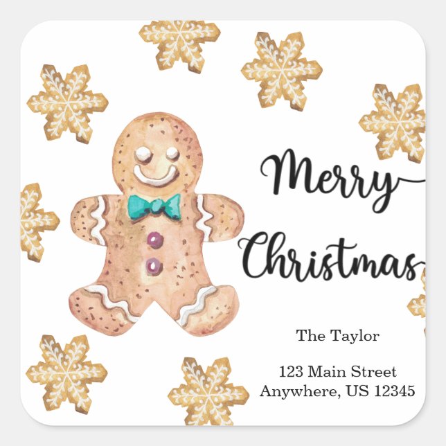 Christmas cookies Merry christmas Return Adresse   Square Sticker (Front)