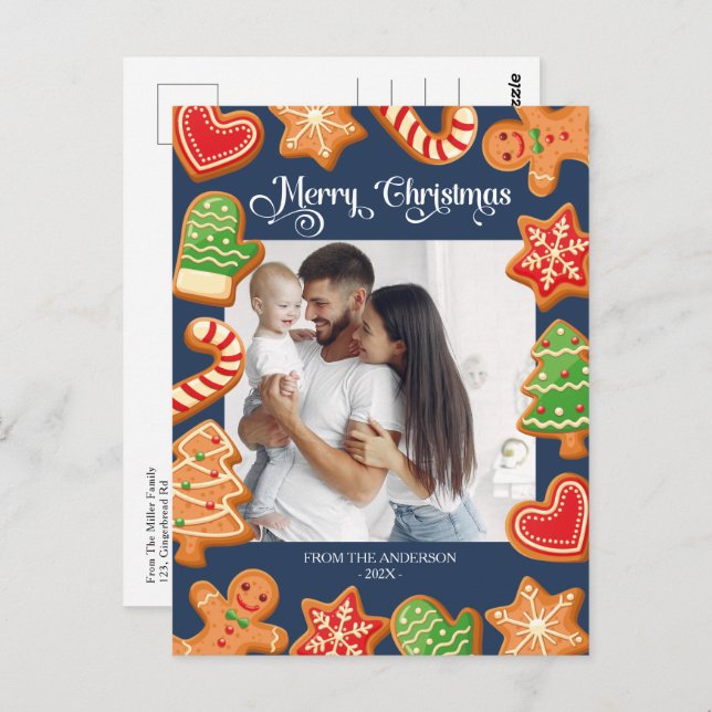Christmas Cookies Merry One Photo Postcard (Front/Back)