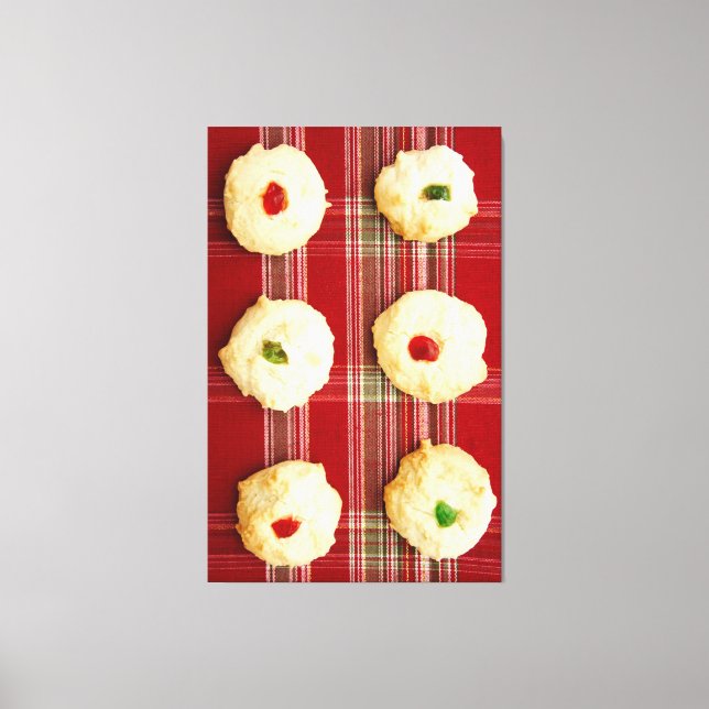 Christmas Cookies on Plaid 2 Wrapped Canvas (Front)