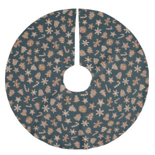 Christmas Cookies Pattern Green Brushed Polyester Tree Skirt
