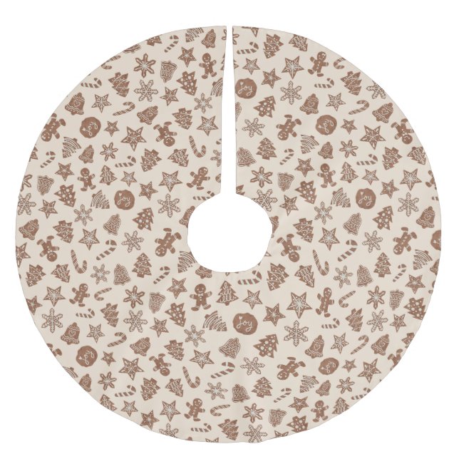 Christmas Cookies Pattern Yellow Brushed Polyester Tree Skirt (Front)