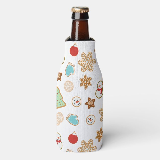 Christmas Cookies Patterned Bottle Cooler (Bottle Front)