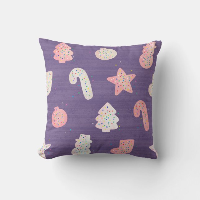 Christmas Cookies Purple Throw Pillow (Front)