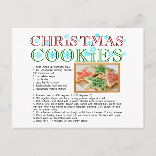 Christmas Cookies Recipe Postcard (Front)