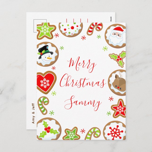 Christmas Cookies Red and Green Merry Christmas Holiday Postcard (Front/Back)