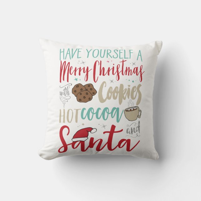 Christmas Cookies Santa Pillow (Front)