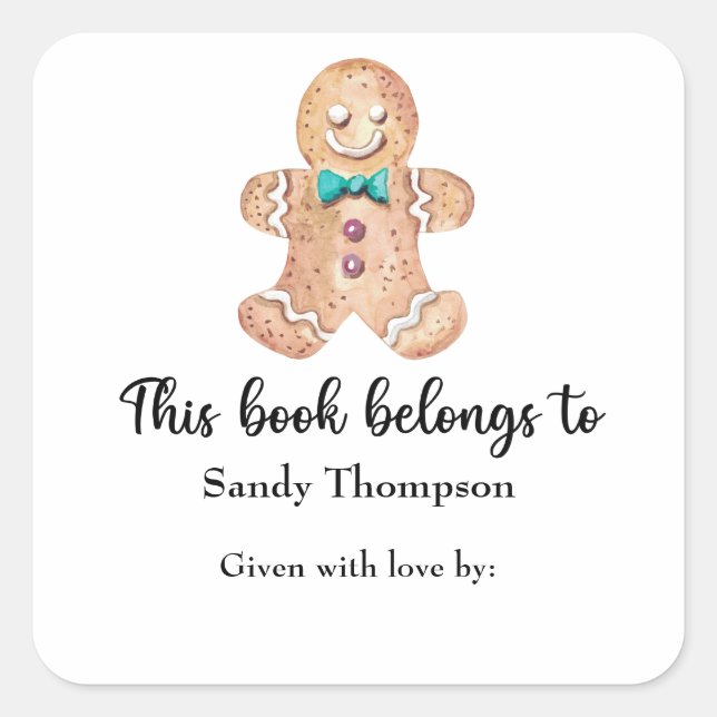 Christmas cookies - this book belongs to square sticker (Front)