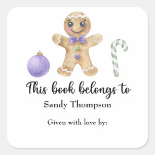 Christmas cookies - this book belongs to square sticker