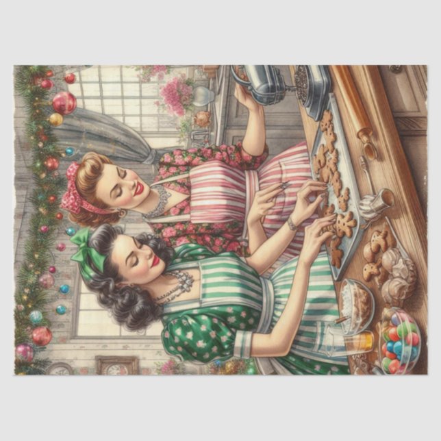 Christmas Cookies Vintage Holiday Baking Tissue Paper (Front)