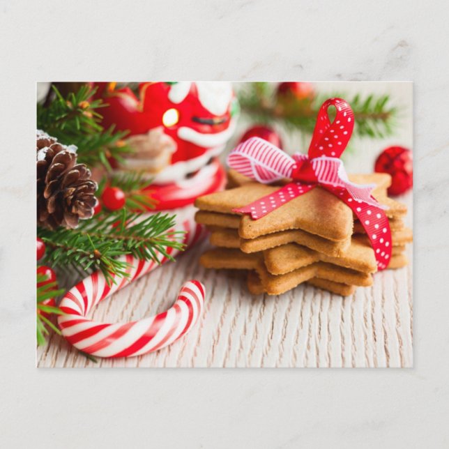 Christmas cookies with festive decoration holiday postcard (Front)
