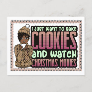 Christmas Cookies Xmas Movie Black Melanin Women Holiday Postcard