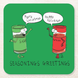 Christmas Cooking Funny Chef Spices Square Paper Coaster