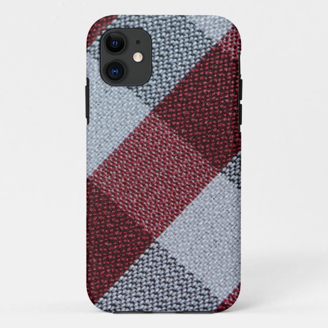 Christmas Cool Red Buffalo Plaid Pattern With Grey Case-Mate iPhone Case (Back)
