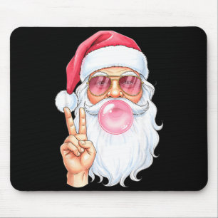 Christmas Cool Santa Bubble Gum Peace Sign Retro S Mouse Pad