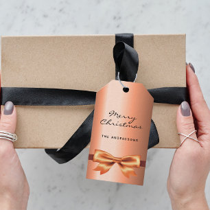 Christmas copper metallic monogram elegant gift tags
