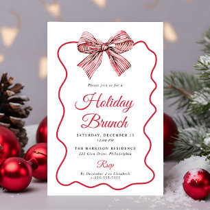 Christmas Coquette Bow Holiday Brunch Invitation
