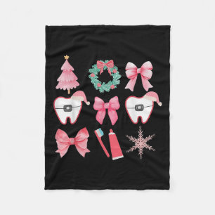 Christmas Coquette Bow Orthodontic Dental Dental C Fleece Blanket