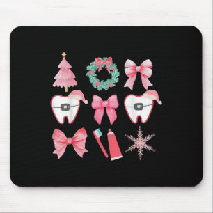 Christmas Coquette Bow Orthodontic Dental Dental C Mouse Pad