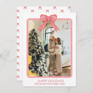 Christmas Coquette Bow Photo Grandmillennial Holiday Card