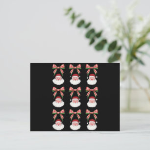 Christmas Coquette Bow Santa Vintage Xmas Retro Holiday Postcard