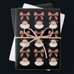 Christmas Coquette Bow Santa Vintage Xmas Retro Wrapping Paper Sheet<br><div class="desc">Christmas Coquette Bow Santa Vintage Xmas Retro</div>