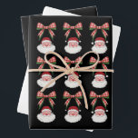 Christmas Coquette Bow Santa Vintage Xmas Retro Wrapping Paper Sheet<br><div class="desc">Christmas Coquette Bow Santa Vintage Xmas Retro</div>