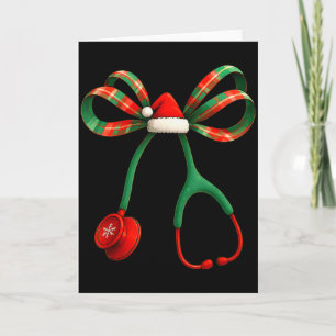 Christmas Coquette Bow Stethoscope Medical Nurse W Card