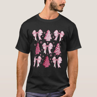 Christmas Coquette Bow Tree Cake Candy Cane Gift W T-Shirt