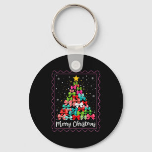 Christmas Coquette Bow Tree Xmas Holiday Girly Out Key Ring