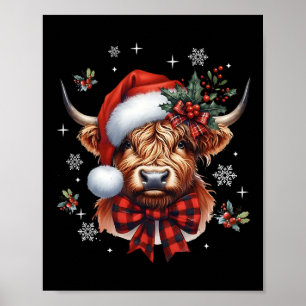 Christmas Coquette Cow Cute Moo Cow Xmas Holiday Poster