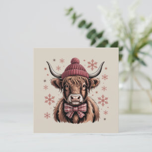 Christmas Coquette Highland Cow Western Farmer Holiday Card