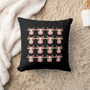 Christmas Coquette Highland Cow Western Xmas Cushion
