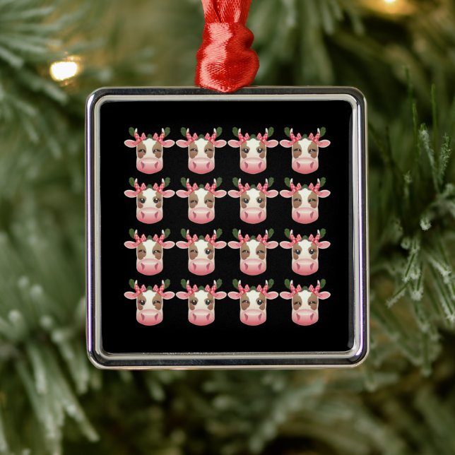 Christmas Coquette Highland Cow Western Xmas  Metal Tree Decoration (Tree)