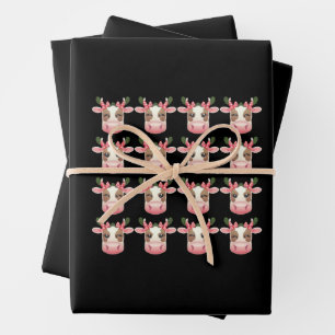 Christmas Coquette Highland Cow Western Xmas Wrapping Paper Sheet