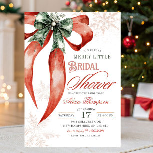 Christmas Coquette Merry Little Bridal Shower Invitation