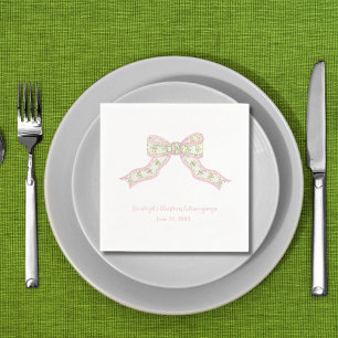 Christmas Coquette Pink Green Bow Napkins