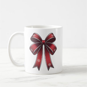 Christmas Coquette Red Bow & Snowflakes Design Mug