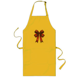 Christmas Coquette Red Bow & Snowflakes Long Apron