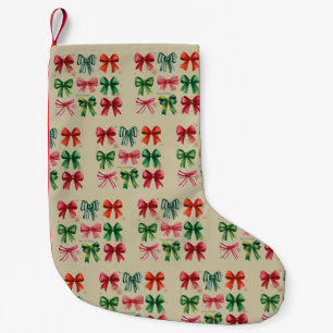 Christmas Coquettes Red Green Bow Xmas Season Girl Small Christmas Stocking