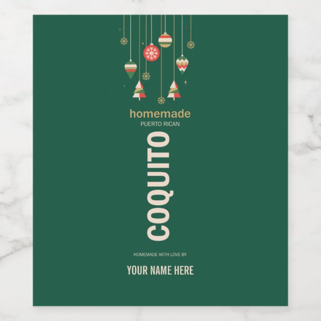 Christmas Coquito Festive Puerto RicanDrink  Wine Label (Single Label)
