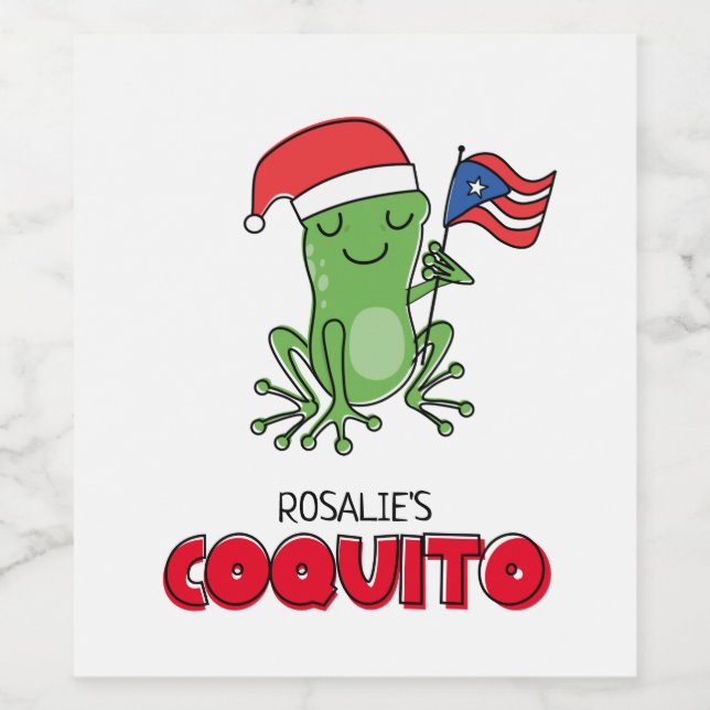Christmas Coquito Frog  Wine Label (Single Label)